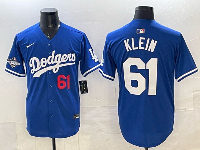Men 2025 Nike Los Angeles Dodgers #61 Klein Blue Game MLB Jersey 013->los angeles dodgers->MLB Jersey
